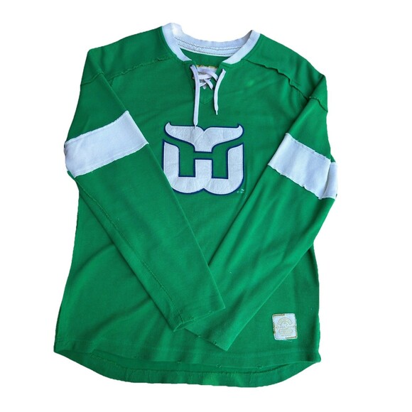 Hartford Whalers Lace-Up Jersey Sweater Green Large Retro Sport Reebok Throwback - Picture 1 of 8